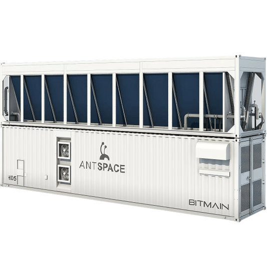 ANTSPACE HD5 mining container specifications and details with cooling tower overview