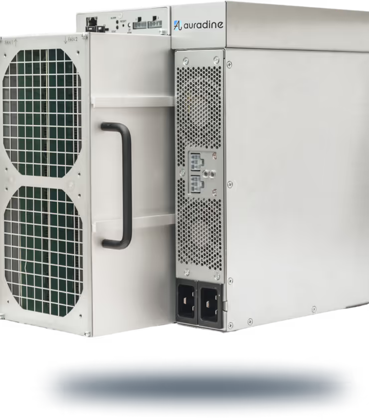 Auradine Teraflux AI3680 ASIC miner for Bitcoin with 360Th/s hashrate and 6840W power consumption